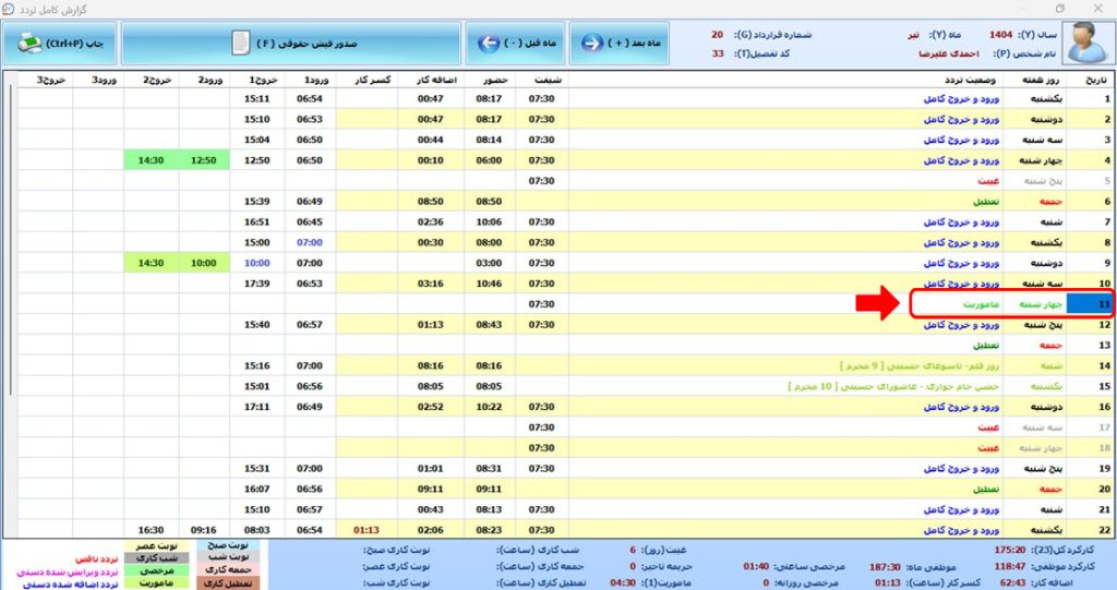 برای ثبت مأموریت روزانه یا ساعتی چه مراحلی در نرمافزار حضور غیاب نوین پرداز باید طی شود؟ 11 photo 2025 11 - حضور و غیاب نوین پرداز